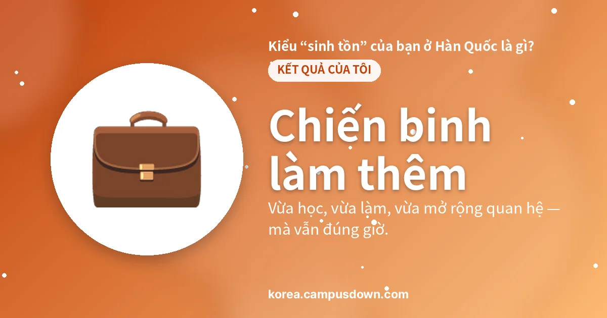 Chiến binh làm thêm — Vừa học, vừa làm, vừa mở rộng quan hệ — mà vẫn đúng giờ.
