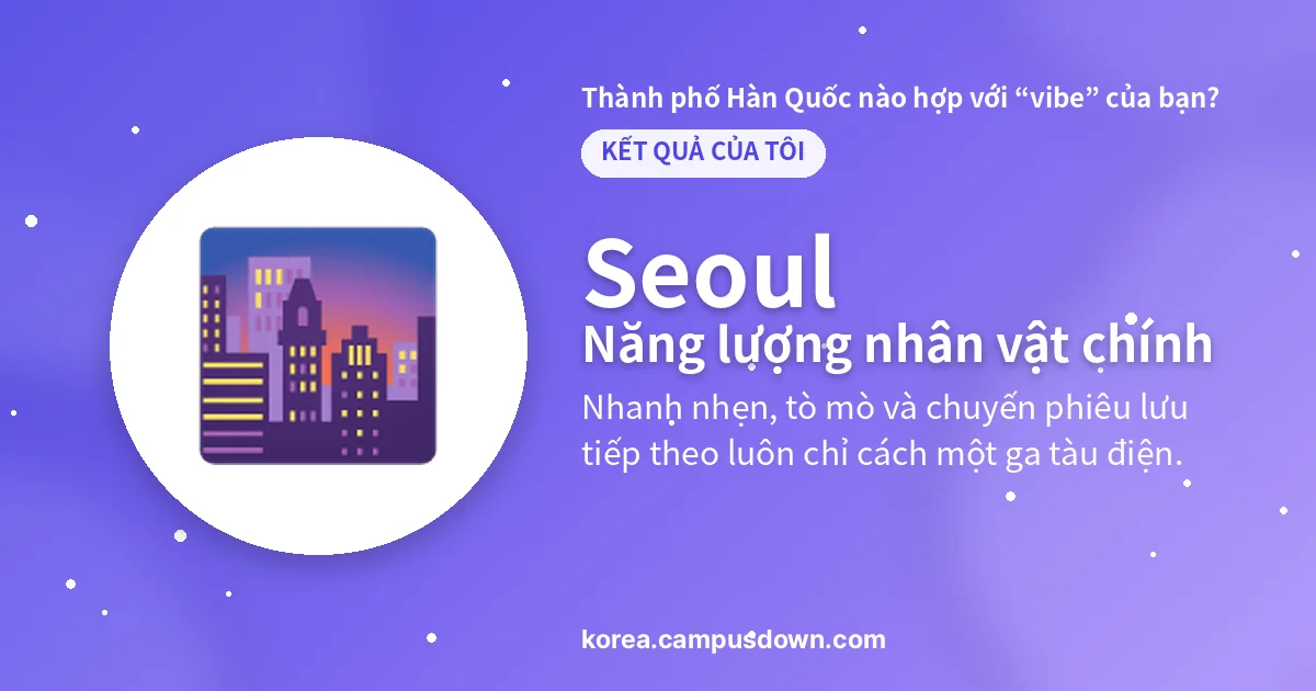 Seoul — Năng lượng nhân vật chính — Nhanh nhẹn, tò mò và chuyến phiêu lưu tiếp theo luôn chỉ cách một ga tàu điện.